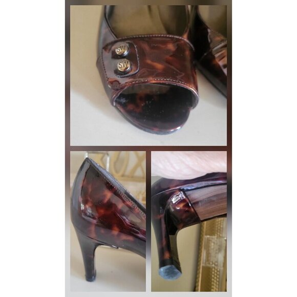 Stuart Weitzman Women's Patent Tortoise Shell Pumps 7.5 M - Picture 8 of 8